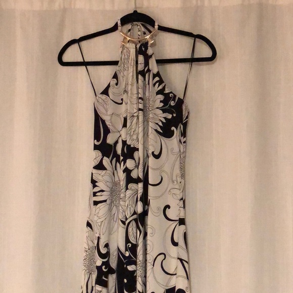 NWT Trina Turk Floral Black and White Maxi Dress - Picture 6 of 8